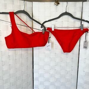 Jade Swim Bikini Set Coral Apex Top M Most Wanted Bottoms Size Small